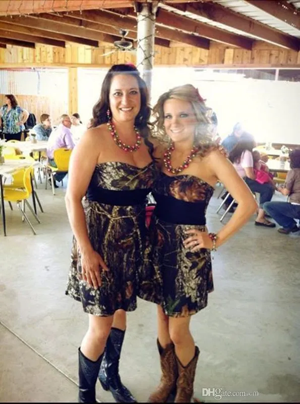 Custom Made Strapless Camo Camo Bridesmaid Dresses Perfect For