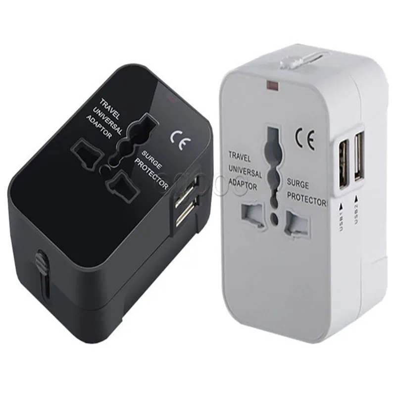 Adaptateur de prise international universel tout-en-un double Port USB adaptateur de chargeur d'alimentation secteur de voyage dans le monde avec prise de convertisseur AU US UK EU