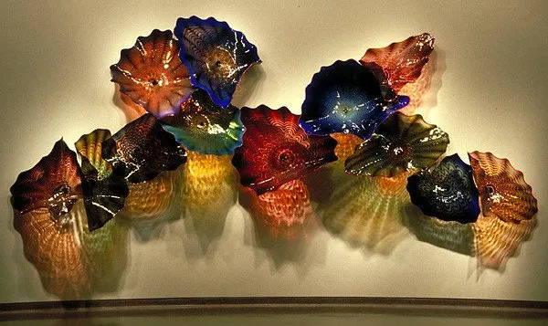 홈 장식을위한 컬러 램프 플레이트 아트 현대기구 무라노 꽃 유리 매달려 접시 벽 예술