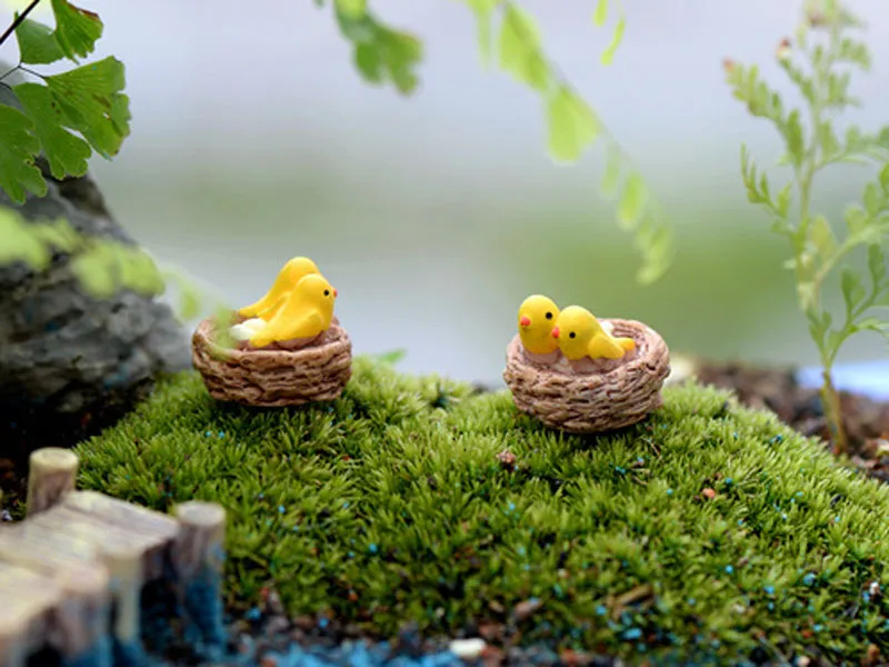 Mini nid avec oiseaux, miniatures, joli, mignon, nain de jardin féerique, décoration de terrarium en mousse, artisanat, bonsaï, maison de poupée, bricolage, 20 pièces