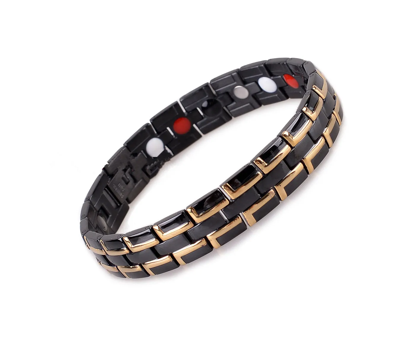 Moda Prata Aço Inoxidável Quantum Bio Energia Magnetic Health Chain Bracelete Com Germano Infravermelho Anion Benefícios Inlay