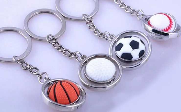 Basketball Football Golf Keychain Men Mini Simulation Rotatable Ball Key Chains chain key rings keyring novelty promotion gift