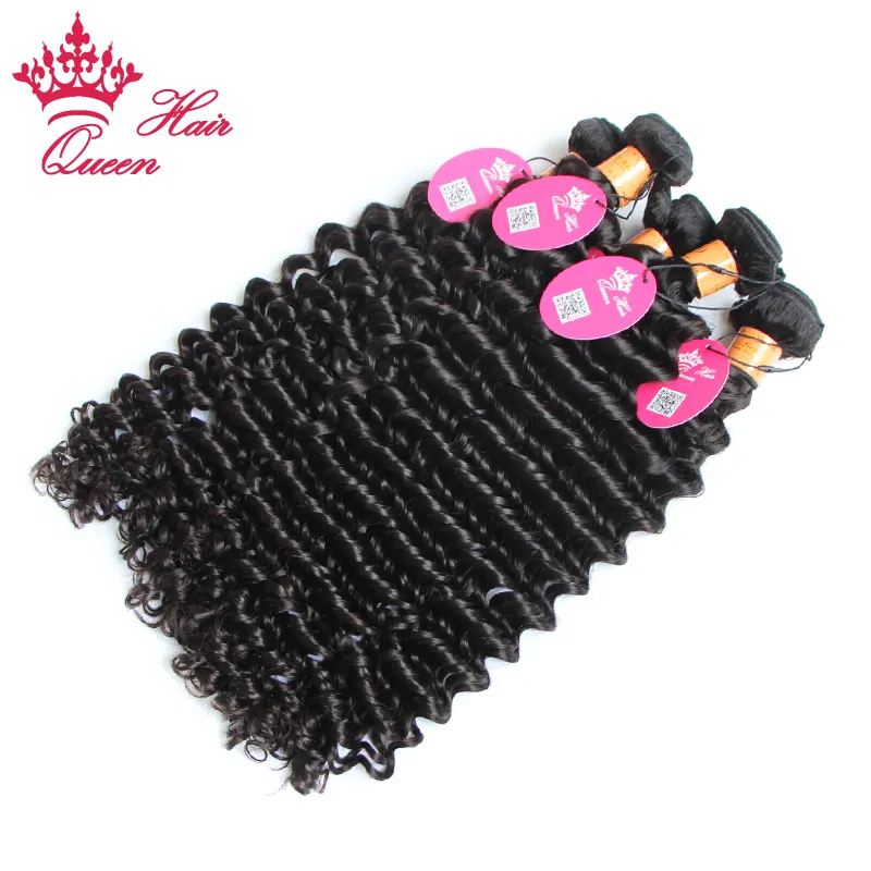 Queen Hair Official Store Indian Deep WaveCurly 1B Natural Color Virgin Human Hair Weaves Hair Extensions Can be Dyed6538627