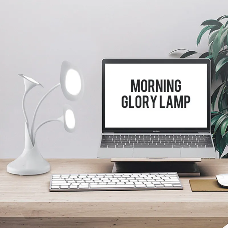 Lampe de table Morning Glory, trois lampadaires créatifs, économie d'énergie, interrupteur tactile, veilleuse de bureau usb