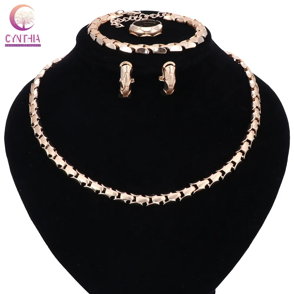 Fashion Jewelry Set Bridal Nigeria African beads Jewelry Necklace Bracelet Earring Ring Wedding Jewelry Sets For Women