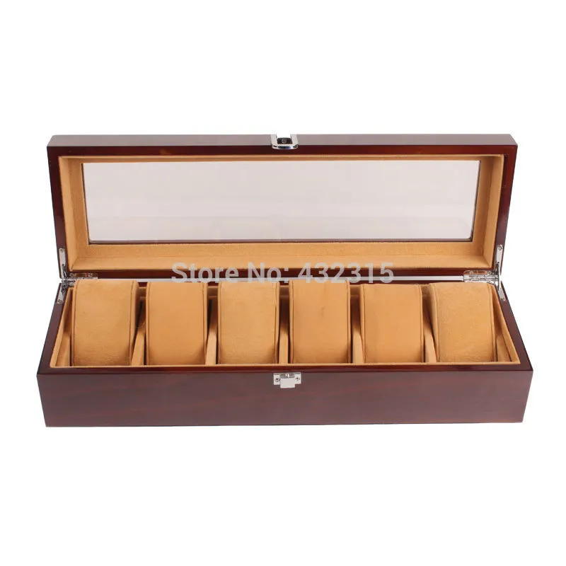 6 Grids High Grade Wooden Sell Display watch box& Jewelry Box China Packaging Factory Supply May Customize