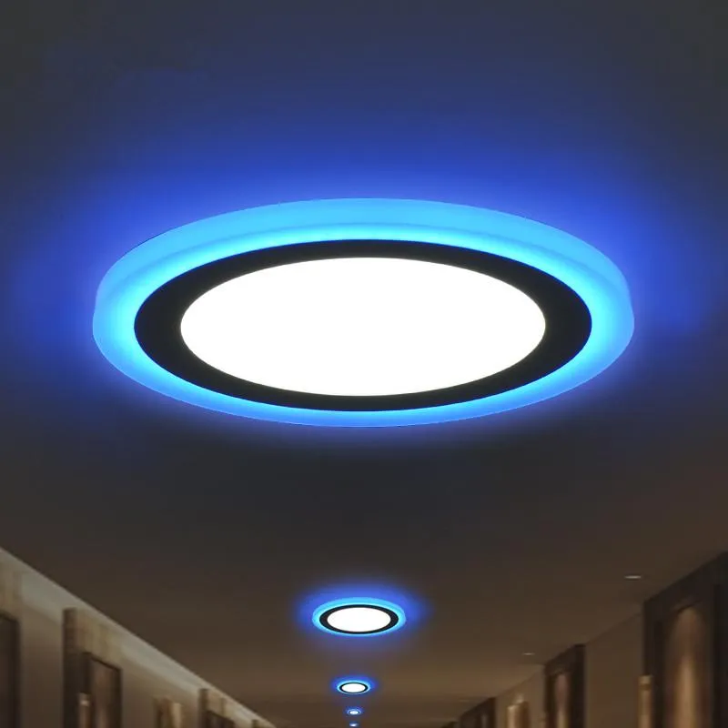 Pannello LED da incasso sottile a due colori Light Blue out ring e White Warm Plafoniere 9w 16w 24w AC85-265V downlighting Certificato CE FCC