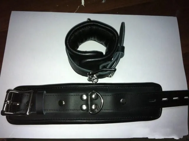 Meugle de chouchouts en cuir réel de haute qualité pour poignet à la cheville Cuffs Cuffs avec verrouillage des jouets sexuels pour adultes bdsm bondage6486349