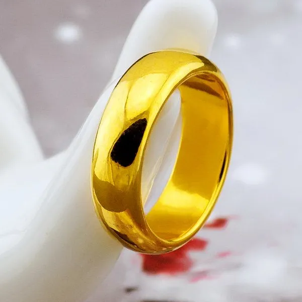 Glazuur geel trouwring voor mannen, 24k vergulde trouwen bruid party sieraden accessoires, mannelijke ringen