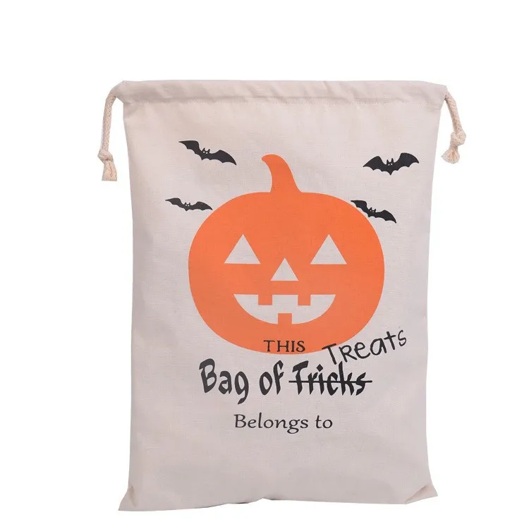 Offre spéciale sacs de bonbons Halloween grands sacs à main en toile tromper ou traiter citrouille diable araignée sacs-cadeaux Halloween en stock