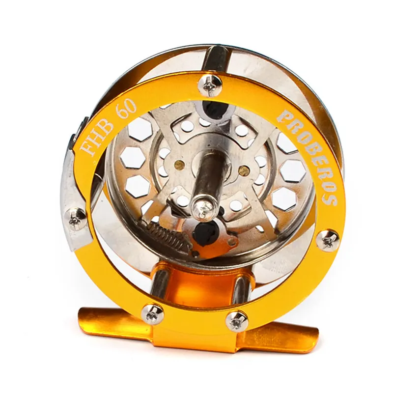 2018 بكرة صيد عالية الجودة مصدرة إلى اليابان Glod Color Fly Reel 34 128G ذبابة الصيد قطرها 60 مم 1295230