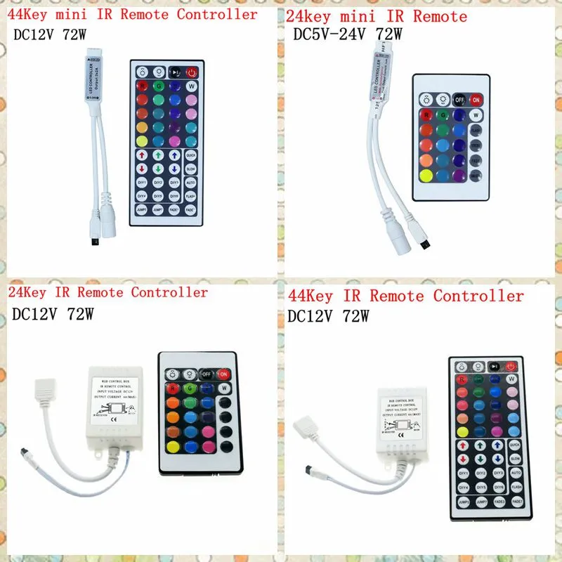 24/44 Key IR Remote Wireless Dimmer Controller For 5050 3528 3014 RGB ...