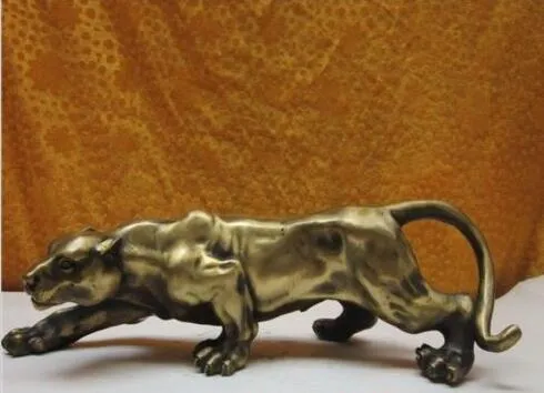 Art Deco Leopard Bronze Sculpture Cubism Panther Statue 01377374