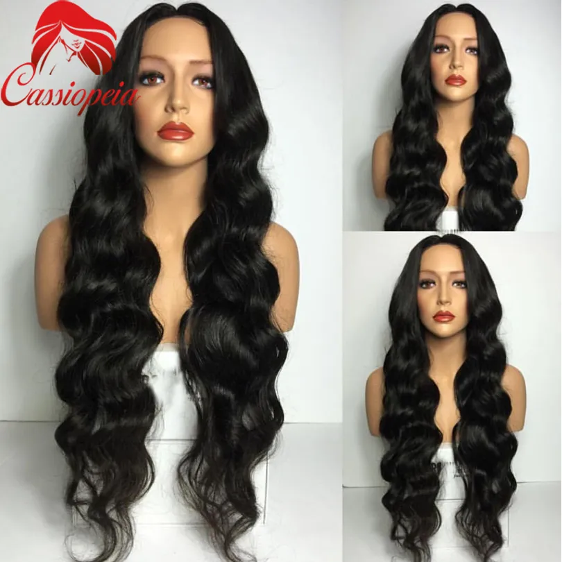 Nuevas pelucas onduladas llenas del cabello humano del cordón con el pelo del bebé Pelucas delanteras del cordón brasileñas de la Virgen 100% sin procesar Estilo largo ondulado para las mujeres negras