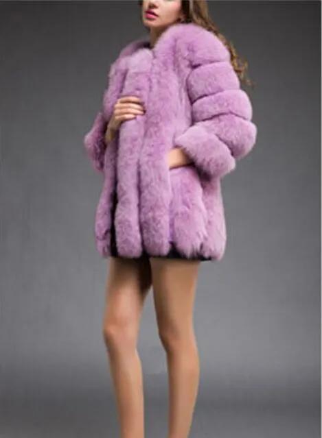Новая мода зима меховая куртка женщина Лисий мех пальто для женщин меха пальто женщин теплые дамы пальто бесплатная доставка размер S-5XL