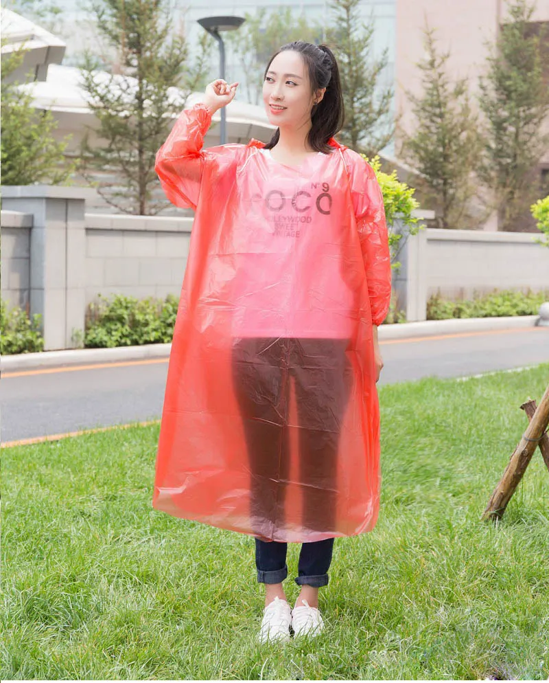 3 Wire Thickness Solid Raincoat Disposable PE Raincoats Poncho Rainwear Disposable Rain Wear Camping Travel Rain Coat ZA0887