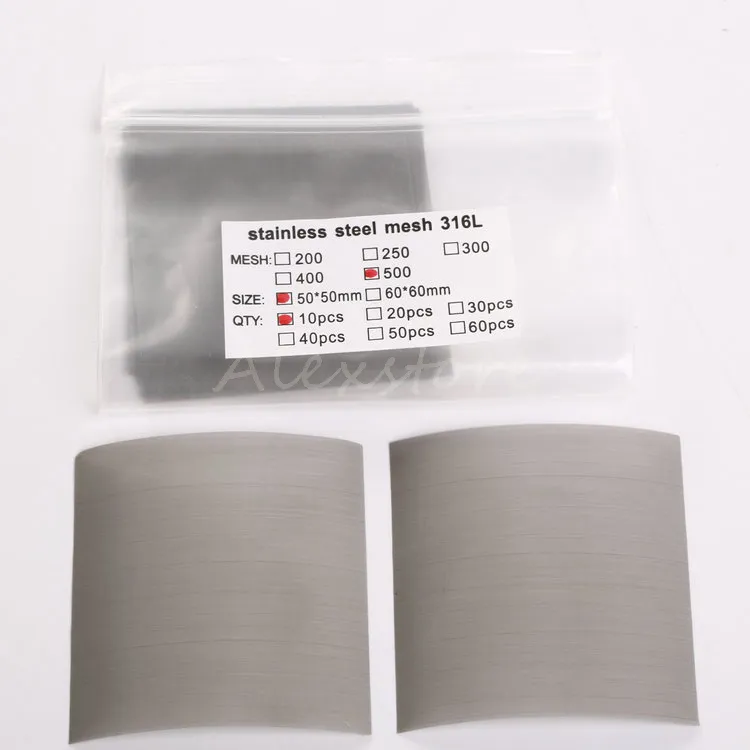 Nickle Mesh Nickle Wire Stainless Steel 316L Oil Net Smoke Screen 200 250 300 400 500 mesh 50*50MM /bag For DIY RDA