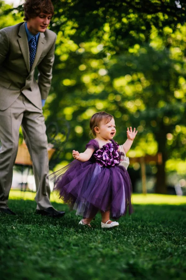 紫色の花の女の子の結婚式2019ボールガウンのページェントドレス女の子3 dフローラルアップリケ聖体拝領のガウン