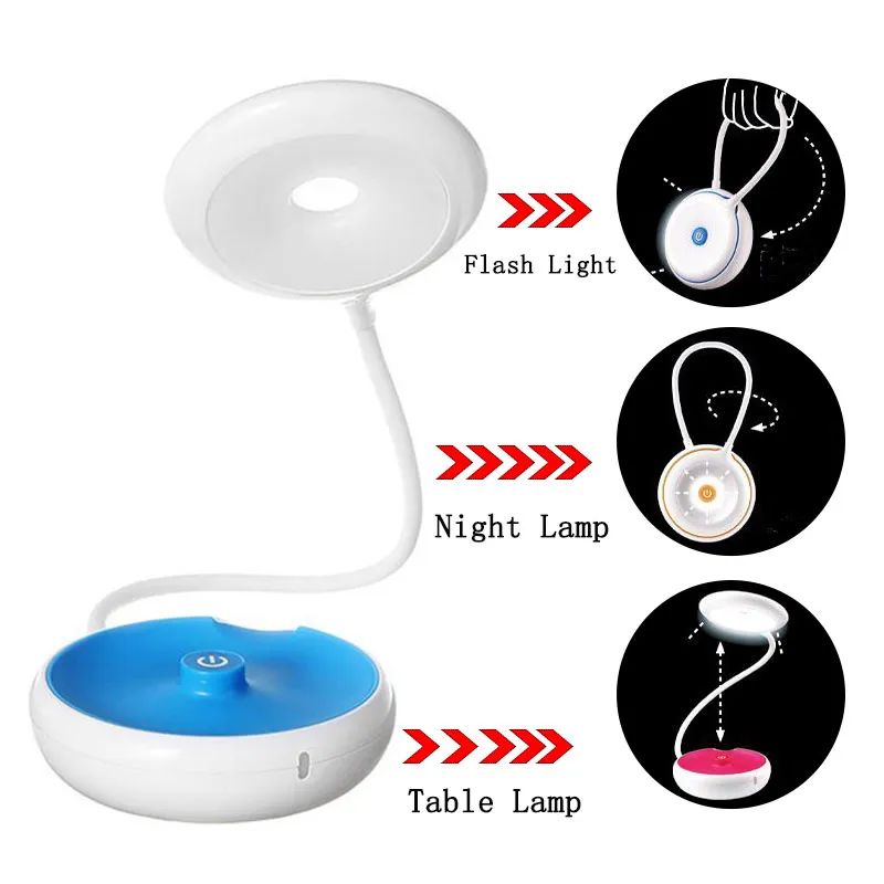Verstelbare Tafel Studie Nachtlampje Flexibele Touch Neffen LED Lezen Bureaulamp Comfortabele Lampen 18LED USB 1200mA