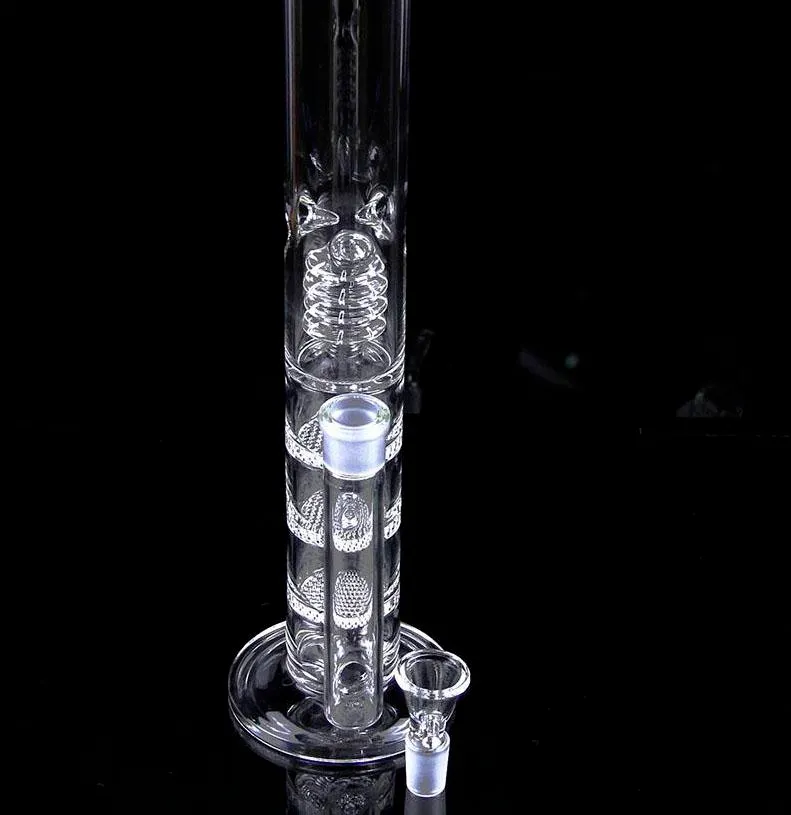 Dikke pyrex glazen booreiland rechte buis bong glas water pijp bongen olie brander met kom 18.8mm gewricht