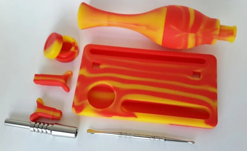 silicone NC kit Straw and Dab Tool Kit 14mm joint titanium tip oil rigs Micro Glass water Pipes in stock