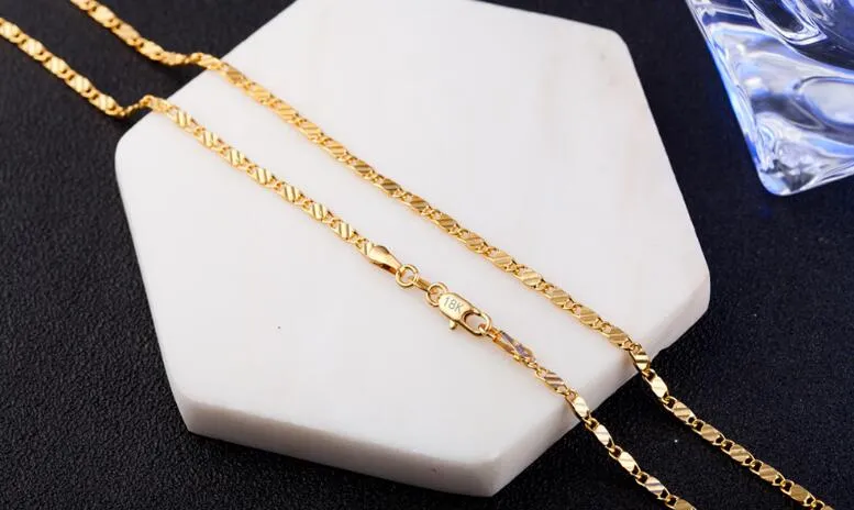 18K gold plating smooth snake chains Necklace 2MM snake chain size 16 18 20 22 24 26 28 30 inch Chains Jewelry