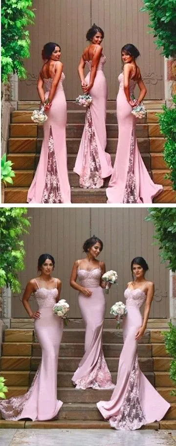 Mermaid Lace Long Bridesmaid Dresses New Light Purple Sexy Elastic Satin Sweetheart Backless Spaghetti Straps Designers Plus Size Dress