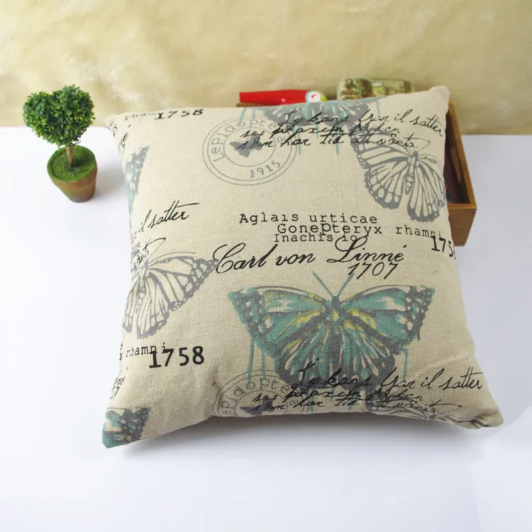 Popular European Pairs Pillow Case Vintage Style Print Blend Cotton Linen Pillow Case Bed Sofa Cushion Cover Home Accessories