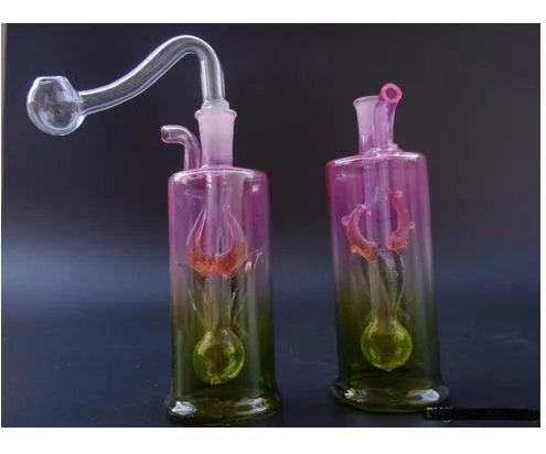 Livraison gratuite tuyaux en verre barboteur en verre plate-forme pétrolière en verre bongs en verre J47-10mm rouge et vert