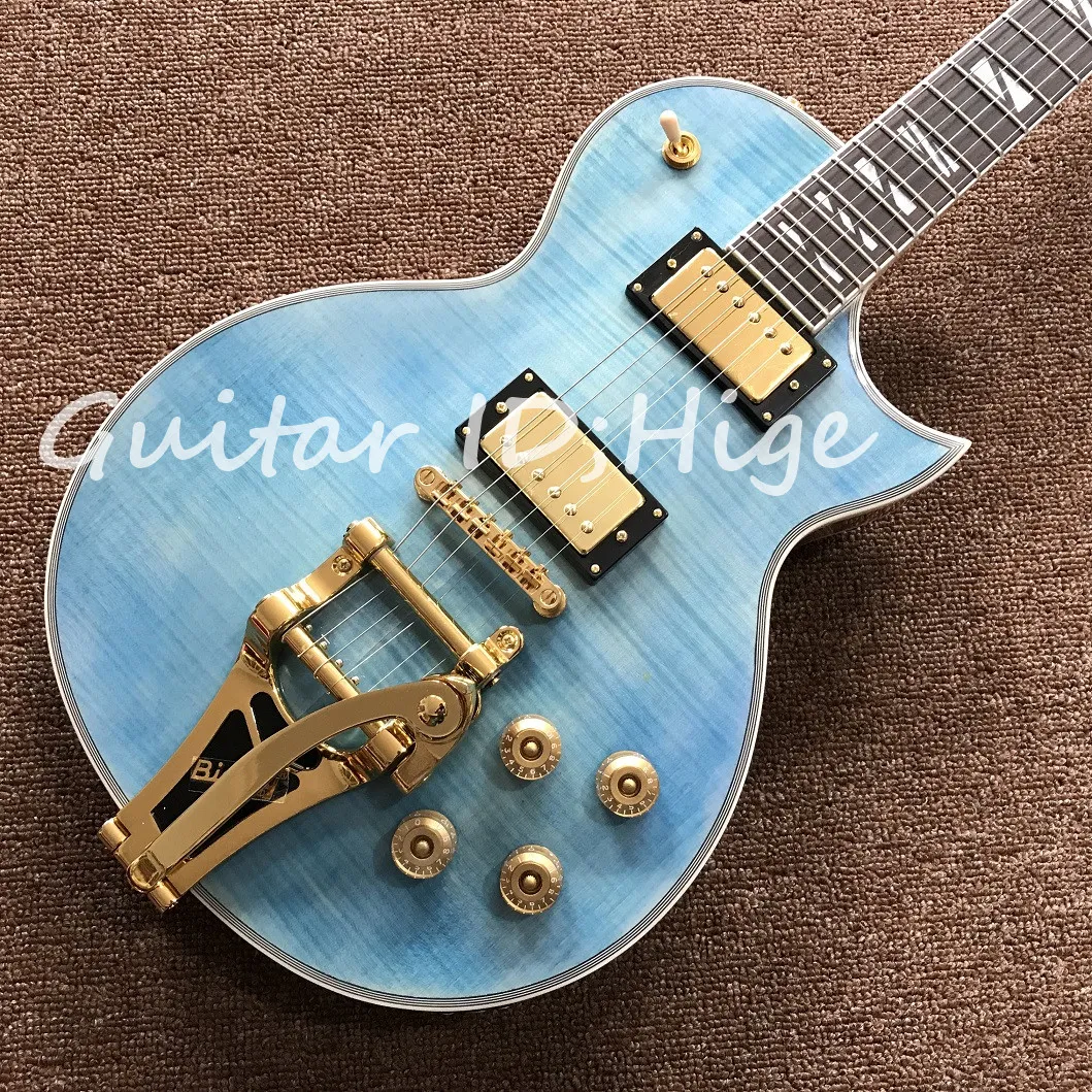 new arrival high quality Custom guitar Blue color Electric guitar,Flame Maple Top&Back, hot selling high quality Guitarra
