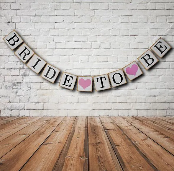 Bridal Shower Bunting Banner Hen Night BRIDE TO BE Banners Burlap Rustic Vintage Party Hanging Decoration flags festive supplies hot gift