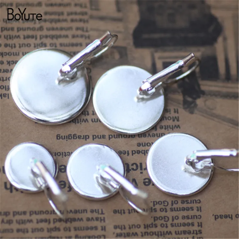 BoYuTe Plated Round 12 18 20 MM Cabochon Base Earring Blanks Diy Jewelry Findings Components1534046
