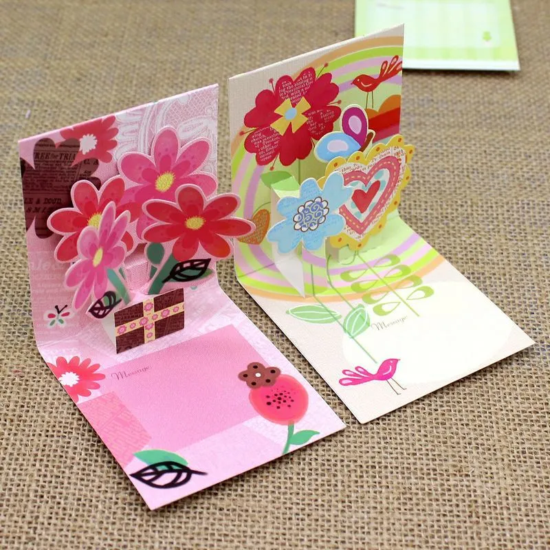 Cartes de voeux en gros 3d Up Patterns carte d'anniversaire avec enveloppe cadeau 8.3*7.2cm1