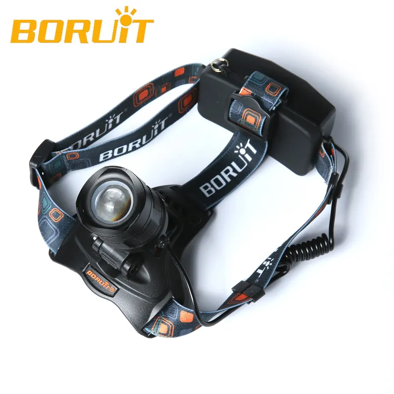 Boruit 2500lm 2 LED Far 5-Modes Far Kafası Odaklanma Torçu+USB Şarj Cihazı+18650 4000mAh Piller Balıkçılık Kampı7800285