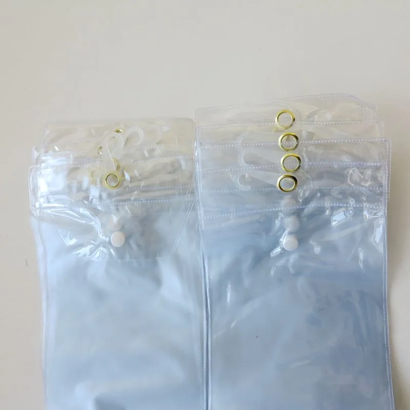 Hair extensions PVC Plastic package Bags Packing Bags with Pothhook 12-26inch for Packing hair wefts tape hair extensions Button Closure