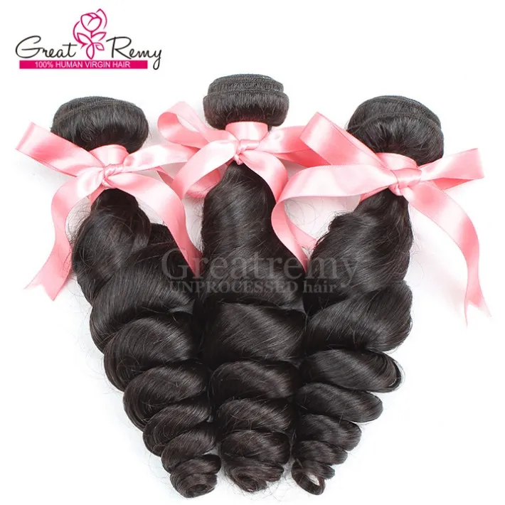 Mongolian Hair 3pcs / Lot Virgin Human Hair Weave Vågig Lös Våg Snabb Frakt Naturlig Färg Greatemy Dropshipping