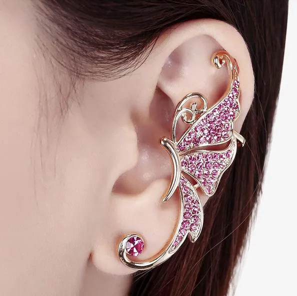 Clip On Earrings Screw Statement Non Perforated Butterfly Crystal Clip Earrings Pierced Ears Cuffing Clip On Earrings