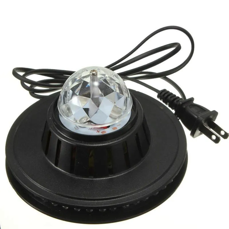 Edison2011 8W 풀 컬러 LED 가벼운 해바라기 전구 전구 램프 자동 회전 MP3 크리스탈 무대 조명 DJ KTV 클럽 가정 파티 효과 빛