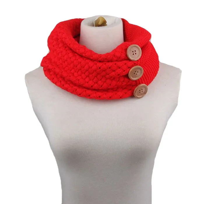 PrettyBaby women neckerchief knitted button scarf winter neck gaiter winter knitting scarf wrap fashion knit warm ring scarf 