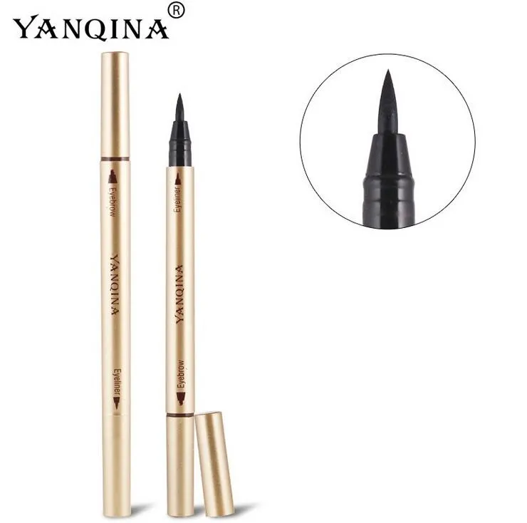 DHL gratuit nouveau yanqina maquillage longue durée eye-liner imperméable crayon à sourcils précision double extrémité liquide eye-liner