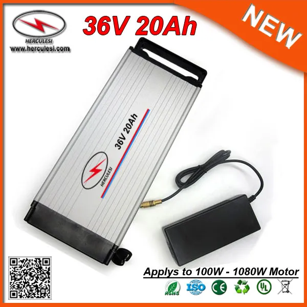 Achterdrager Lithium-ion batterij 36V 20Ah 1000W Elektrische fiets Scooter Batterij 36V In 18650 mobiele 30A BMS 42v 2A Charger