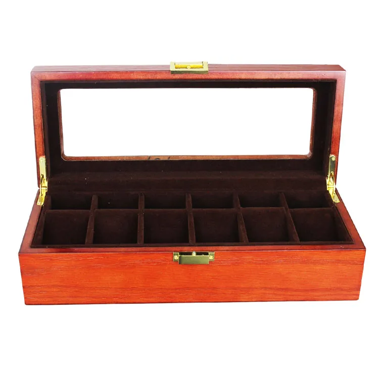 Beste cadeau voor luxe rose hout / walnoot / mahoniehouten doos opbergdisplay case voor merkhorloges 6 rasters horlogedoosjes, OEMROP verzending