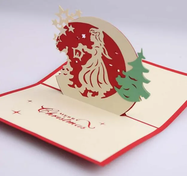 Gril Angel Star Handmade Kirigami Origami 3D Pop UP Greeting Cards Invitation Postcard For Birthday Christmas Party Gift