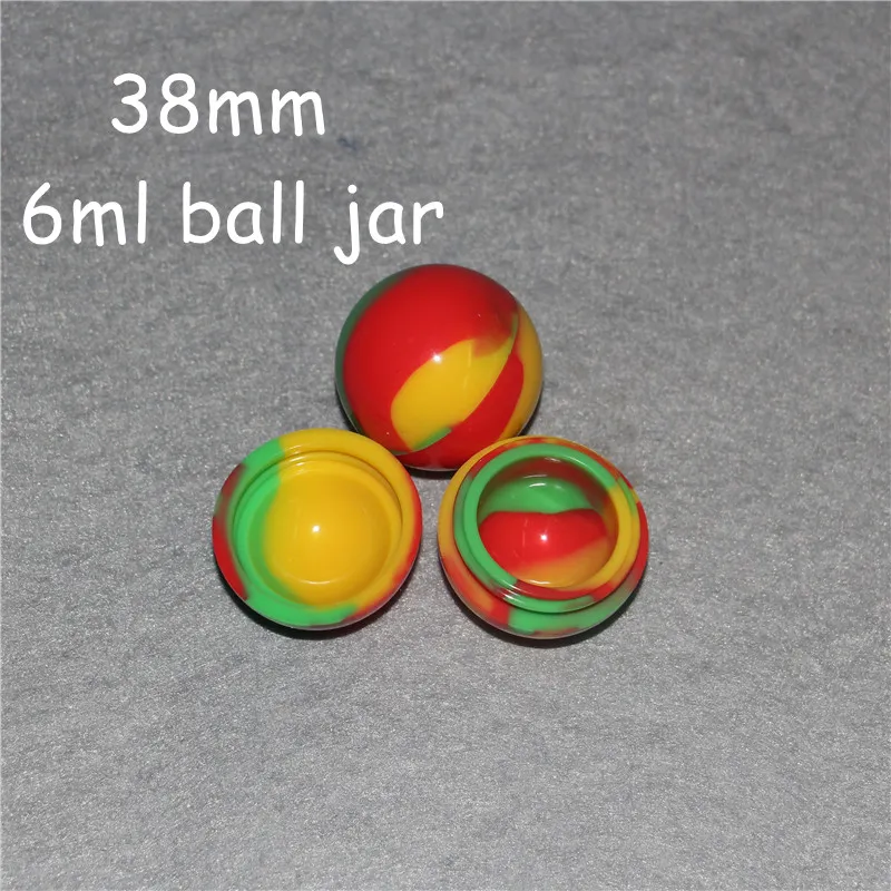 20 pz 38mm Sfera Contenitore In Silicone Barattoli Dab Box Riutilizzabile per Cera Concentrata EGo Sigaretta Elettronica Colorata