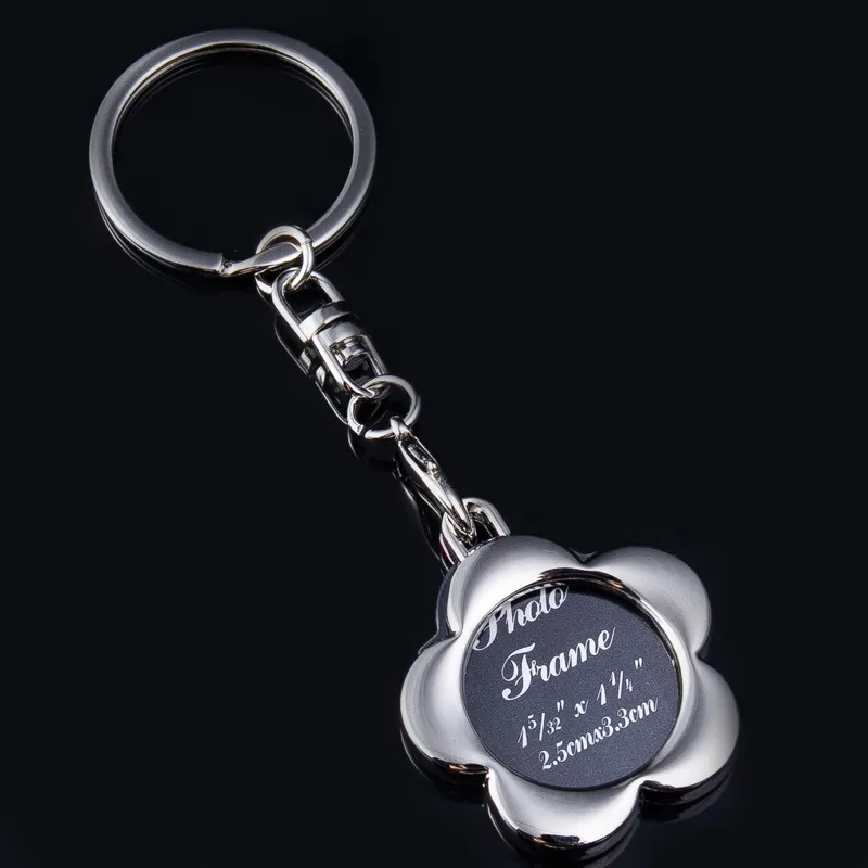 Fotoram Keychain Handväska Metall Nyckelring Reklam Gåva Trinket för män Kvinnor accepterar logotyp