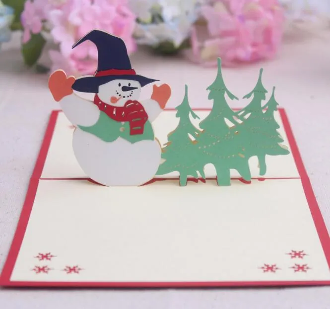 10ピース雪だるま手作り桐生光折り紙3Dポップアップグリーティングカード招待状誕生日のクリスマスパーティーギフト