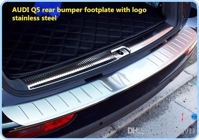 Yüksek kaliteli paslanmaz çelik arka bagaj bekçi ayağını sürüme tabak, dekoratif tabak, AUDI Q5 2009-2015 için logolu koruyucu paneli