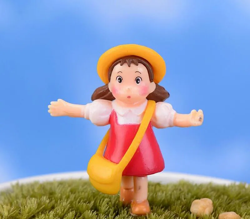 Gulliga tecknadflickor figurer Fairy Garden Miniatyrer Gnomes Moss Terrarium Resin Craft för heminredning DIY Dollhouse