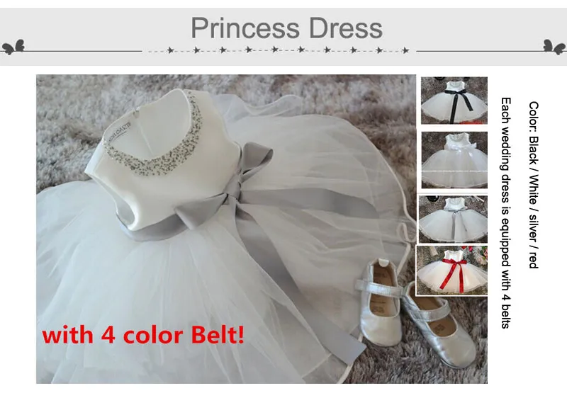 2016 elegante Sommer Mädchen Weiß Chiffon Kleider Kinder Party Kleid Prinzessin Tutu Mädchen Hochzeit Party Mit 3 Farben Bänder Geburtstag