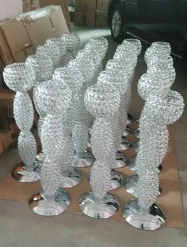 Nouveaux produits élégant support de fleur en cristal pour centres de table de mariage